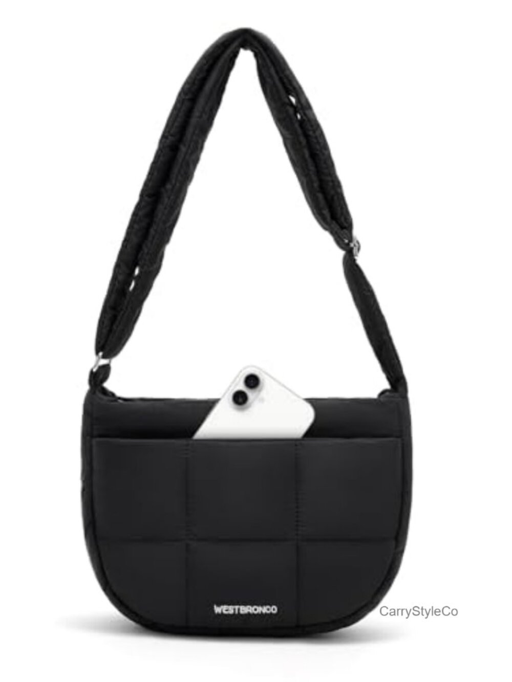 Nylon Puffer Crossbody Bag with Adjustable Strap Quilted Travel Purse